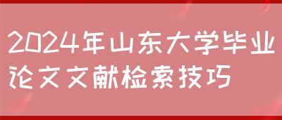 2024年山东大学毕业论文文献检索技巧