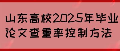 山东高校2025年毕业论文查重率控制方法