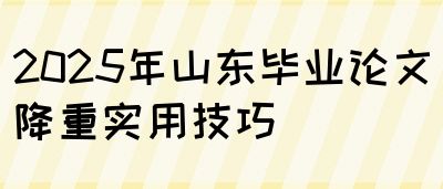 2025年山东毕业论文降重实用技巧(图1)